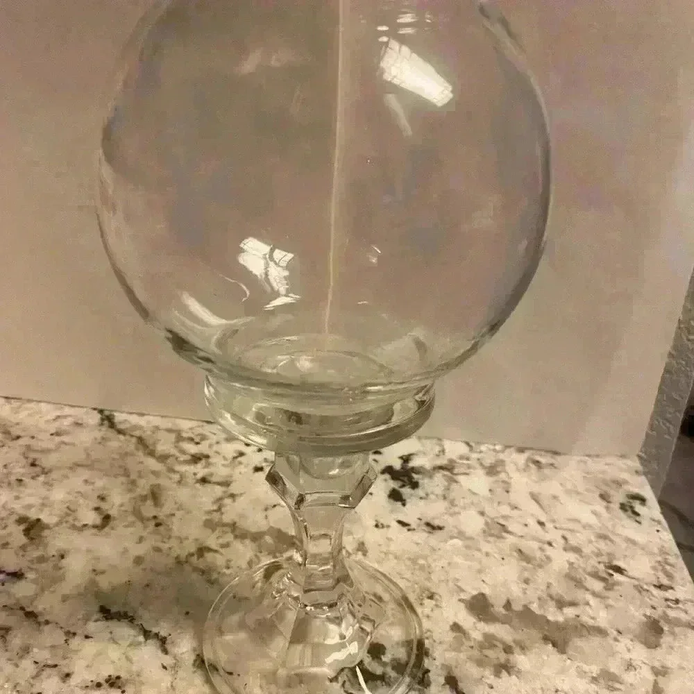 Glass candy dish/candle holder/potpourri or many other uses. 3.75 in dia x 9.25t